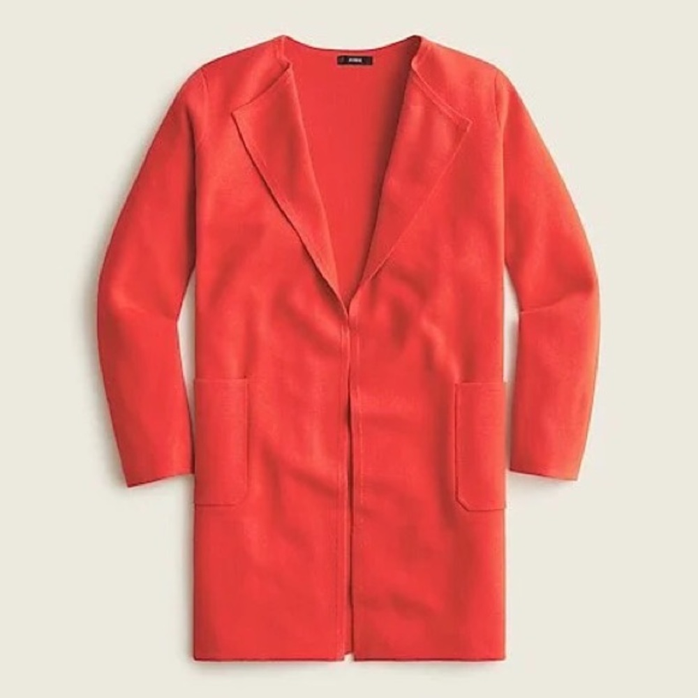 J Crew Cerise Red Juliette Collarless Sweater Blazer S, M